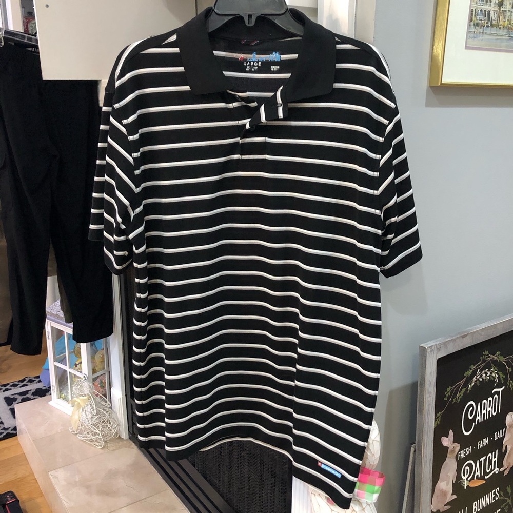Wrangler Breathe Dri Striped Short Sleeve Collared Athletic Golf Dress Shirt